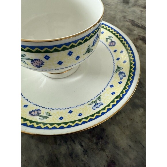 Vintage Klayman Bone China Set Of Six Demitass Teacup, Saucer Set Floral Pattern - Picture 2 of 6